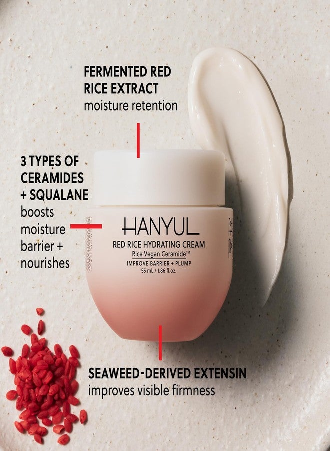 Hanyul Red Rice Hydrating Cream with Fermented Rice Extract, Collagen | Korean Vegan Ceramide Moisturizer for Deep Hydration, Radiant Skin Glow, Firming & Barrier Support, 1.86 fl. oz. - Image 2